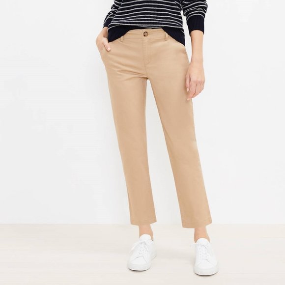 LOFT PETITE CHINO PANTS  12P KHAKI - Picture 1 of 12